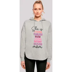Kapuzenpullover F4NT4STIC "Mothers Day Strong & Fearless Mom Inspirational Quote", Damen, Gr. XL, grau, Obermaterial: 100% Baumwolle, casual, oversize, Langarm, Pullover, Premium Qualität