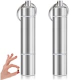 Wasserdichte Pillenkapsel mit Schlüsselanhänger, Aluminium Pillendose 2 Stück Reise Camping Pillenflasche, BPA Frei Diskret Pillenetui, Lichtgeschützt Täglich Tabletten-Organizer