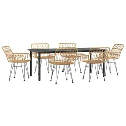 vidaXL 7-tlg. Garten-Essgruppe Poly Rattan