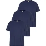 FRUIT OF THE LOOM FRUIT OF THE LOOM, Herren, Gr. 5XL (72/74), blau (navy, navy, navy), Single Jersey, Obermaterial: 100% Baumwolle, Basic, schmal, Rundhals, ohne Bündchen, Shirts T-Shirt, mit Rundhalsausschnitt