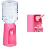 Relaxdays Wasserspender mit Tank & Zapfhahn, Tisch Trinkwasserspender Büro, 4,5 l, Kunststoff, H x D: 47,5 x 17 cm, pink,