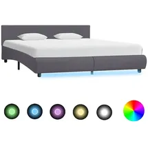 vidaXL Bettgestell mit LED Grau Kunstleder 180x200 cm