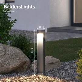 doporro Wegeleuchte Aluminium Edelstahl Glas 6x6x40 cm 5W LED wetterfest IP65 silber