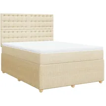 vidaXL Boxspringbett mit Matratze Creme 160x200 cm Stoff