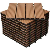 ECD Germany WPC Terrassenfliesen 30x30 cm 33er Spar Set für 3m2 Hellbraun in Holzoptik für Garten Balkon Bodenbelag mit Drainage und Klicksystem Terrassendielen Balkonfliesen Klickfliesen Holzfliesen