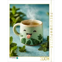 Calvendo Puzzle Frecher Pfefferminztee streckt die Zunge raus - Lustiges Kräuter-Motiv 2000 Teile Lege-Größe 90x67cm Foto-Puzzle für glückliche Stun