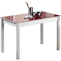 ASTIMESA Fester Tisch kuechentisch, Metall Glas Holz, rot, 110x70cm