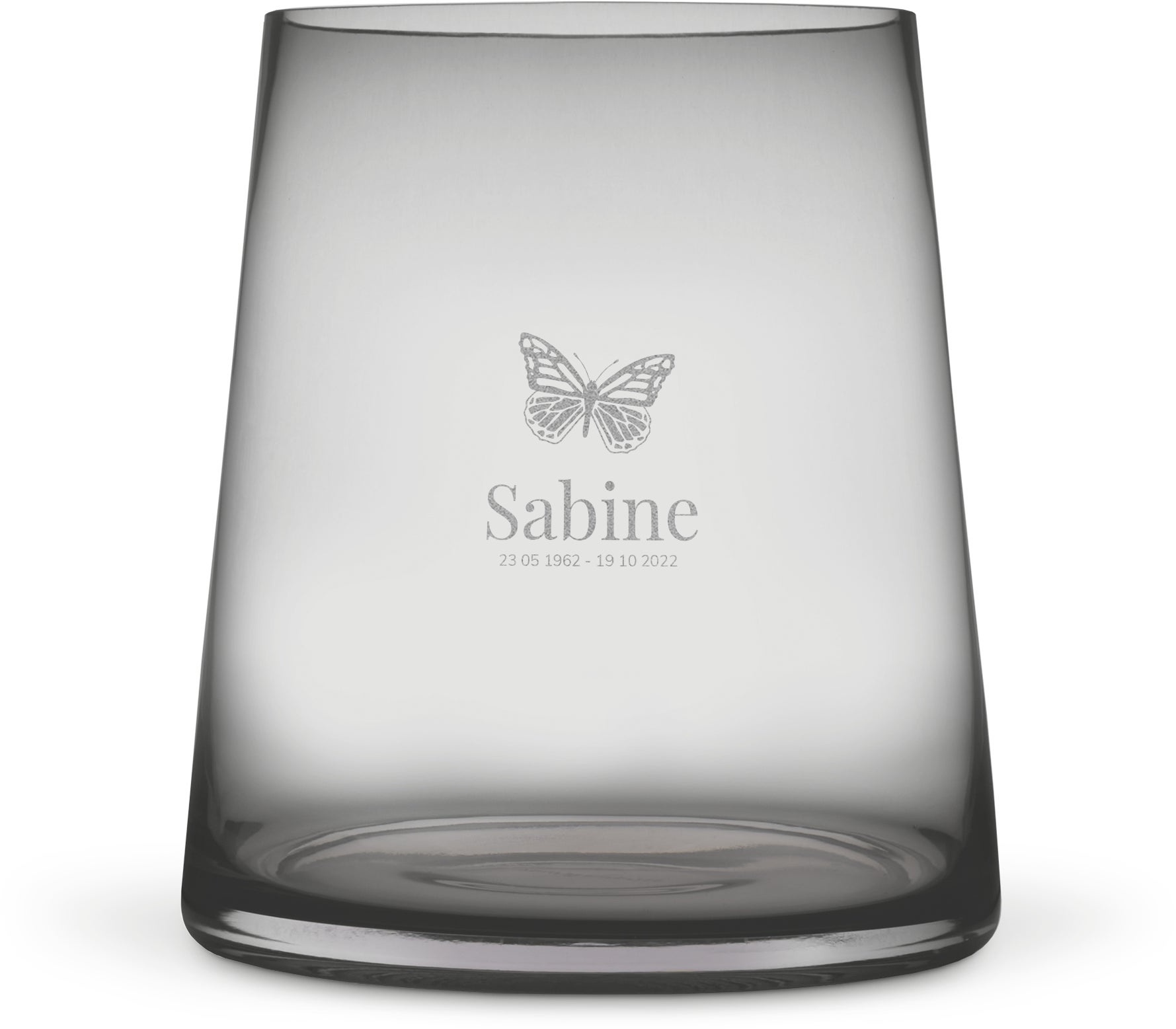 Vase mit Gravur - Getöntes Glas