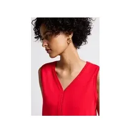 STREET ONE Jersey-Top mit Häkeldetails - Rot