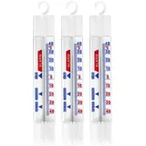 Lantelme Kühlschrankthermometer Analog mit Haken Gefrierschrankthermometer Kühlschrank Thermometer, 3-tlg., Made in Germany, Stückzahl Wählbar, mit Haken zum aufhängen, + - 40°C weiß