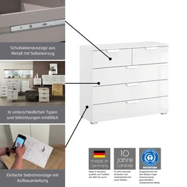 Rauch Modern by Aditio Nachttisch, Nachtkommode Schlafzimmermöbel, Nachttisch, 3 Schubladen mit Softclose-Funktion