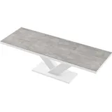 designimpex Esstisch Design Tisch HE-999 Grau Beton - Weiß Hochglanz ausziehbar 160 bis 256 grau