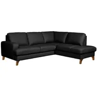 Ecksofa Fargo Leder Schwarz