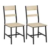Klihome Esszimmerstühle 2er Set, Küchenstühle, Wohnzimmerstühle, mit Metallrahmen, ergonomischer Stuhl,für Küche Wohnzimmer Balkon, Industriestil, Helle Eiche, K0028EZS-2