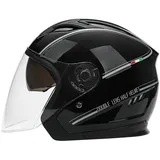 LIONCIANO Motorradhelm mit Doppelvisier, Jethelm Jet-Helm Roller-Helm Scooter-Helm Moped Mofa-Helm Chopper Retro Vintage Jethelme(Helles Schwarz)