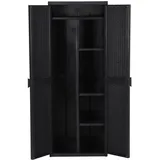 Tidyard Gartenschrank Kunststoffschrank Geräteschuppen Spindschrank Terrassenschrank Balkonschrank Schrank mit 4 Ablagen & Besenhalter Schwarz 65x45x172 cm PP Rattan