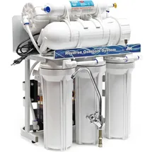 Naturewater NW-RO400-E2 Umkehrosmoseanlage 1500 L/Tag, 5-stufiges Trinkwasser Filtrationssystem, Osmose System mit Druckerhöhungspumpe