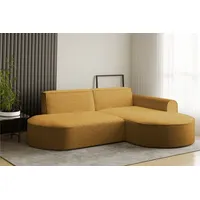 Fun Möbel Ecksofa Designersofa BONDY in Stoff Ascot Senfgelb Ottomane Rechts