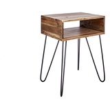 Riess-Ambiente Massivholz Beistelltisch SCORPION 55cm Akazie Nachttisch mit Ablage Hairpin Legs Metall