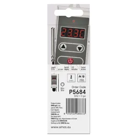 EMOS P5684 Anlegethermostat mit Fernfühler einstellbarer Schaltempfindlichkeit digitalem Display 5 bis 90 °C 45 x 45 x 130 mm