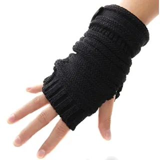 Butterme Unisex Winter Gestrickte Fingerlose Armstulpen Warm Strick Handschuhe Pulswärmer Handstulpen Armwärmer Stulpen für Damen Herren tiefen Schwarz
