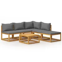vidaXL Garten-Lounge-Set 6-tlg. grau Akazie