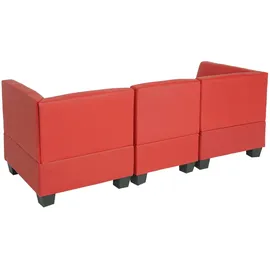 Mendler Modular 3-Sitzer Sofa Couch Lyon, Kunstleder ~ rot, hohe Armlehnen