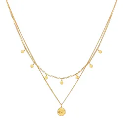 Elli Layer Plättchen Disc Sonne 925 Silber goldfarben Damen 
