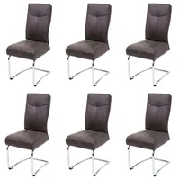 Mendler 6er-Set Esszimmerstuhl HWC-G56, Küchenstuhl Freischwinger Stuhl, Textil Wildleder-Optik