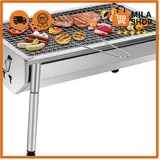 Holzkohlegrill Edelstahl tragbar 40x28x21,5 cm Klappgrill Camping Picknick