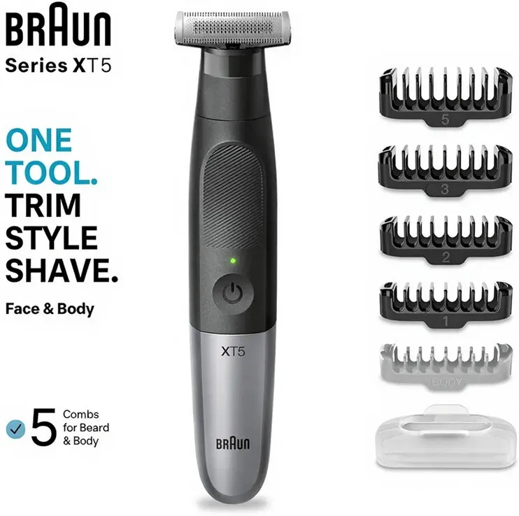Braun Haarschneider Series X XT5100, Für Gesicht & Körper, 5 Kämme