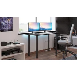 Möbelsystem Gaming Schreibtisch mit LED Beleuchtung,Schwarz - Schwarz