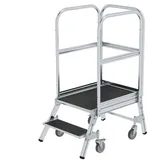 MUNK Podesttreppe eins. begehbar mit Federrollen 2 Stufen 107 cm Aluminium