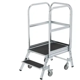 MUNK Podesttreppe eins. begehbar mit Federrollen 2 Stufen 107 cm Aluminium