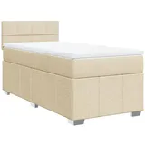 vidaXL Boxspringbett mit Matratze Creme 90x200 cm Stoff