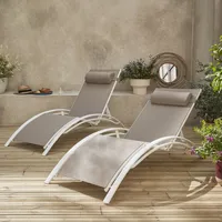 Sweeek 2er Set Sonnenliegen aus Aluminium - taupe- Liegestühle