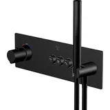 Steinberg Serie 390 Unterputz-Thermostat, inklusive Stabhandbrause, Brauseschlauch, 3 Verbraucher, 39042322S Farbe: schwarz Matt
