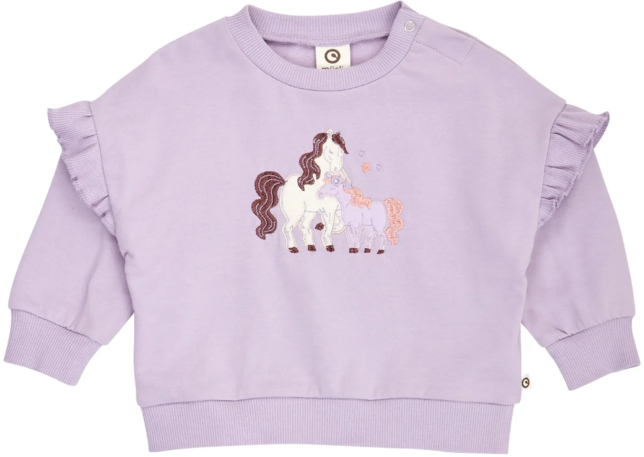 Müsli Sweatshirt Einhorn Rüschen, lila, 86