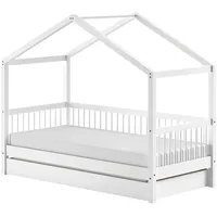 MID.YOU Hausbett Weiß, Holz, Buche, massiv, Höhe ca. 12 cm, 90x200 cm, Kinder- & Jugendzimmer, Kindermöbel, Kinderbetten, Hausbetten