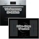 HERDSET Bosch Backofen mit Glaskeramikkochfeld Induktion, autark, 77 cm + Teleskopauszug