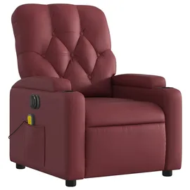 vidaXL Massagesessel Elektrisch Kunstleder 142 x 75 x 100 cm Weinrot mit Fernbedienung