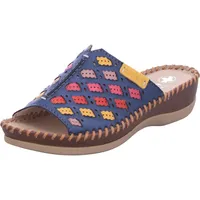 Rieker Soft Slip On Webart Kreuz Sandale Synthetik Damen in Blau Multi – 7.5 UK - 41 EU - 9.5 US / Blue Multi - Blau - 41