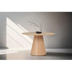 Esstisch BYLIVING "Rond", braun (eiche, eiche furnier natur), Tische, mit Echtholz-Furnier Eiche natur,rund, Durchmesser 120 cm