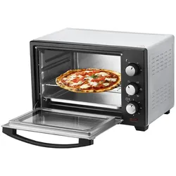 Steinborg Minibackofen Pizzaofen 25L mit Umluft 1600W silber