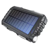 Denver PSO-20010 MK2 Solar Powerbank 20000 mAh Anthrazit Taschenlampe, Statusanzeige