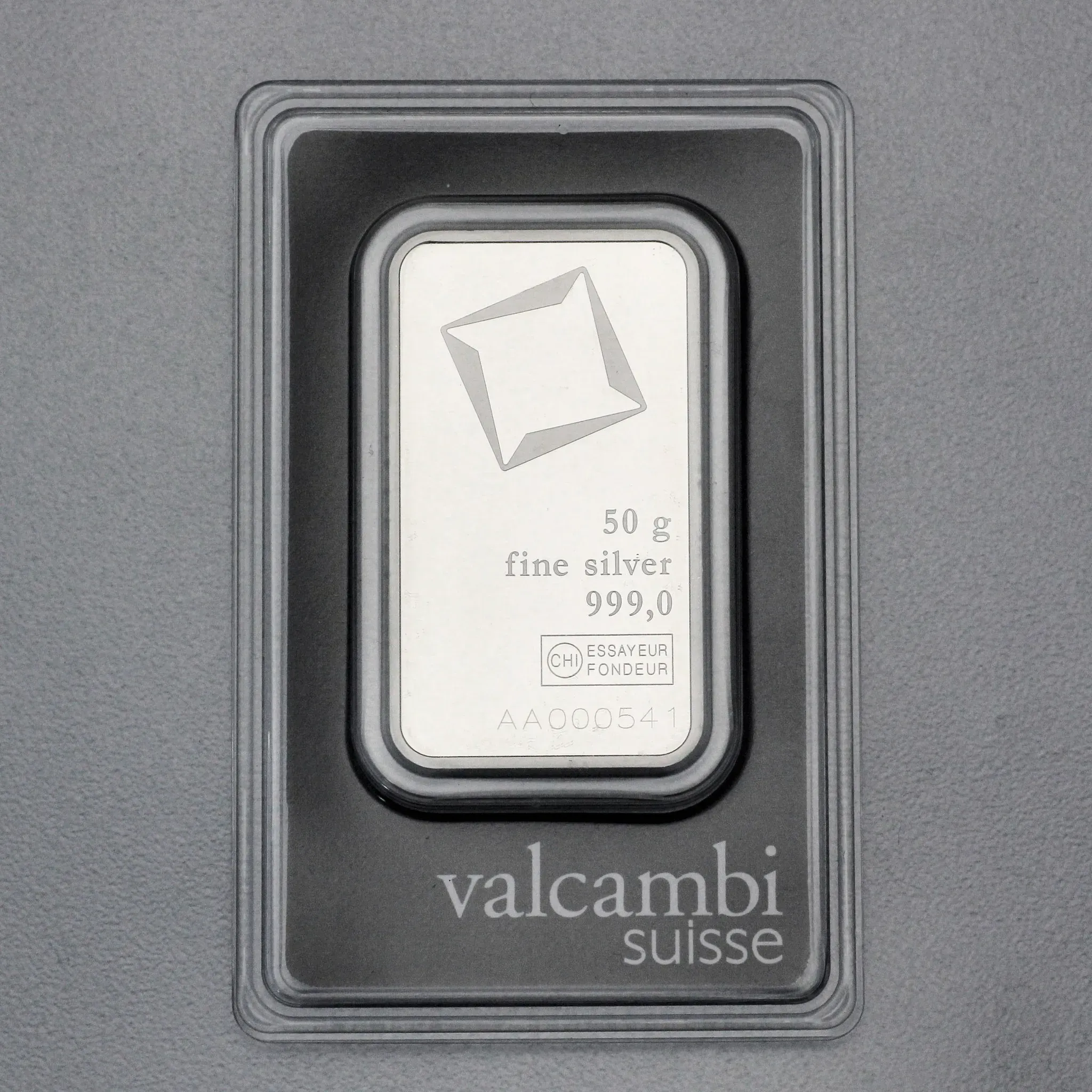 Silberbarren 50g VALCAMBI, Blister