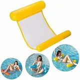 Minkurow Aufblasbares Schwimmbett, Ultrabequeme Wasserhängematte Mit Netz, Aufblasbares Kopf- Und Fußteil Schwimmbecken-hängematte Schwimmliege Wasser-luftmatratze (gelb)