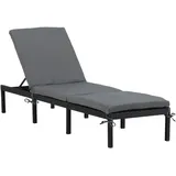 gardenson Sonnenliege 198 x 59 x 84 cm Schwarz