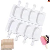 Sinnsally Eisformen Silikon Formen,Stieleisformen,BPA Frei Kuchen Eis Am Stiel Backform, Mit 50 Eisstiele Holz,