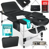 KESSER® Mobile Massageliege klappbar & höhenverstellbar 3 Zonen Massagebett Massagetisch Kosmetikliege Breit Therapieliege Aluminium + 10x Gesichtsauflage mit Kopfstütze Armlehnen & Tasche